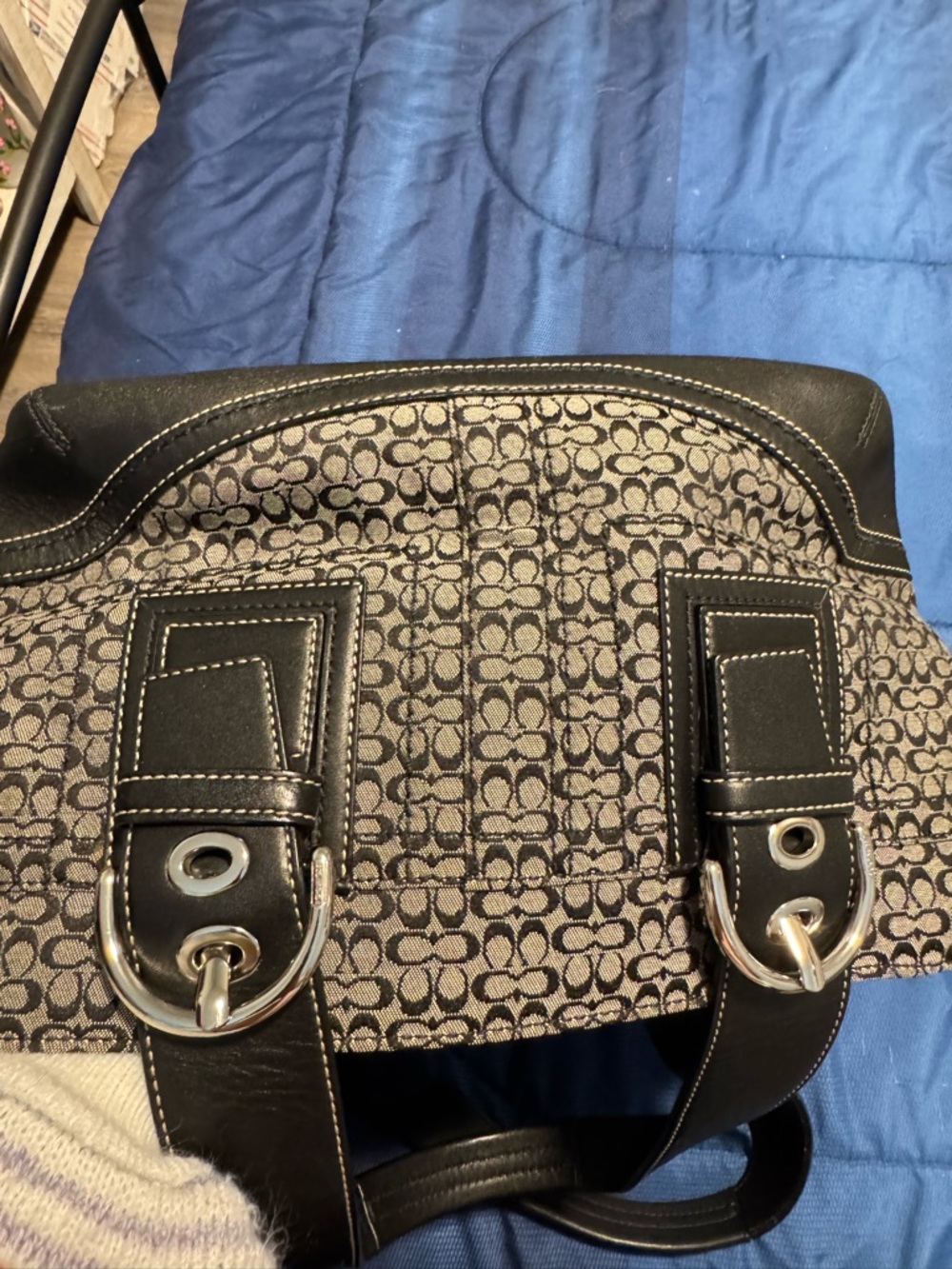 Coach Black and Gray Signature Jacquard Tote - Picture 8 of 10